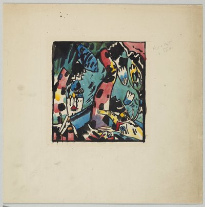 Tervezet az "Íjász" színes fametszethez alkotó: Wassily Kandinsky