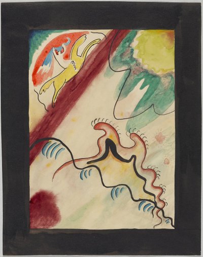 Piszkozat a "Der Blaue Reiter" almanach borítójához alkotó: Wassily Kandinsky