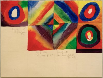 Színtanulmányok, (festési technikával kapcsolatos információkkal) alkotó: Wassily Kandinsky
