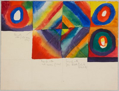 Színtanulmányok a festészeti technikára vonatkozó megjegyzésekkel alkotó: Wassily Kandinsky