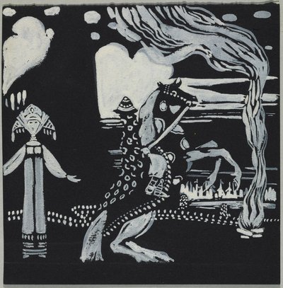 Láng, hölgy és lovas fantáziaviseletben alkotó: Wassily Kandinsky
