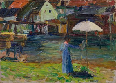 Kallmünz - Gabriele Münter festés közben I alkotó: Wassily Kandinsky