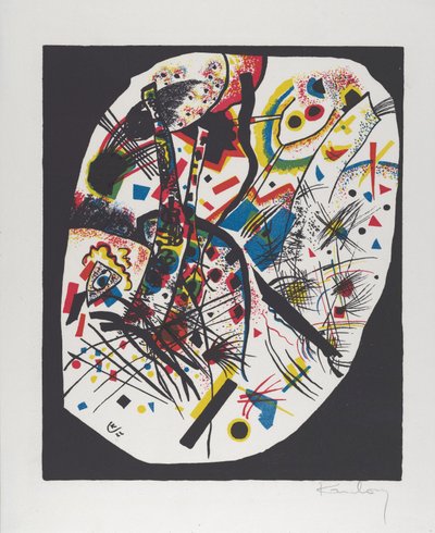 Kleine Welten III (Kis Világok III.), 1922 (vörös, kék, sárga és fekete litográfia) alkotó: Wassily Kandinsky