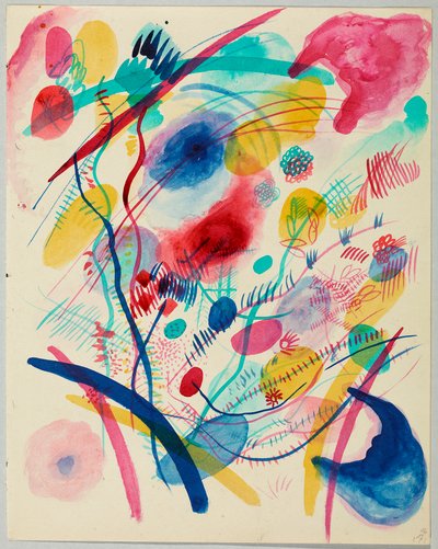 Kompozíció vörösben, kékben, zöldben és sárgában alkotó: Wassily Kandinsky