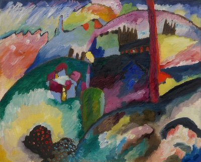 Táj egy gyárkémény. 1910 alkotó: Wassily Kandinsky