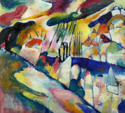 Táj esővel. 1913 alkotó: Wassily Kandinsky
