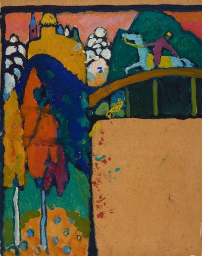 Tájkép lovassal a hídon alkotó: Wassily Kandinsky
