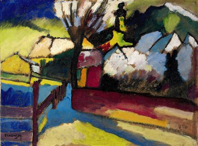 ""Őszi táj fával"" Wassily Kandinsky (vagy Wassily Kandinski vagy Kandinskij) festménye alkotó: Wassily Kandinsky