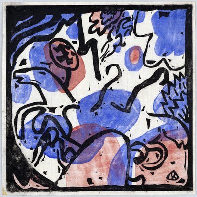 ""Három lovas piros, kék és fekete ruhában"" Wassily Kandinsky (vagy Wassily Kandinski vagy Kandinskij) festménye alkotó: Wassily Kandinsky
