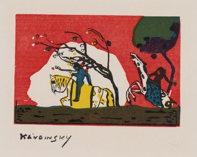 Két lovas a vörös előtt alkotó: Wassily Kandinsky