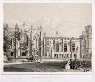 Newstead Abbey nyugati oldala, Nottinghamshire, 1860 alkotó: Waterlow and Sons