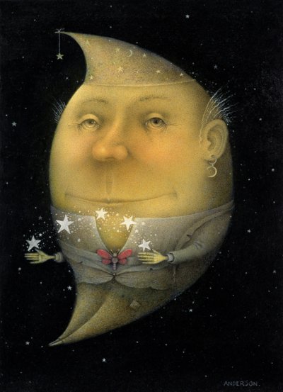 Zsonglőrködő félhold (ceruza és színes zsírkréta papírra) (150068 pár) alkotó: Wayne Anderson