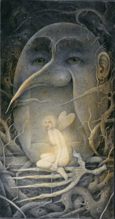 Fenyegető Humpty Dumpty és Tündér. "Ha ma lemész az erdőbe..." alkotó: Wayne Anderson