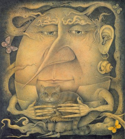 Alice-ra várva (ceruza és színes zsírkréta papírra) alkotó: Wayne Anderson