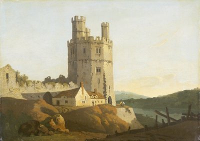 Caernarvon kastély, a Sas-torony (olaj, vászon) alkotó: Welsh school