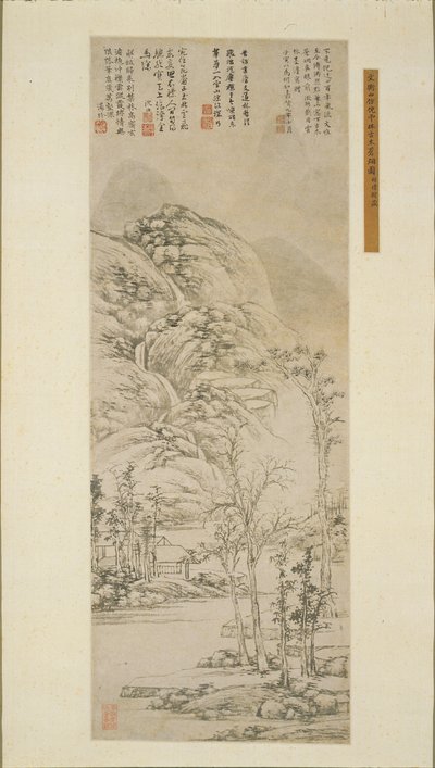 Ősfák és szürke ködök, 1530. alkotó: Wen Zhengming