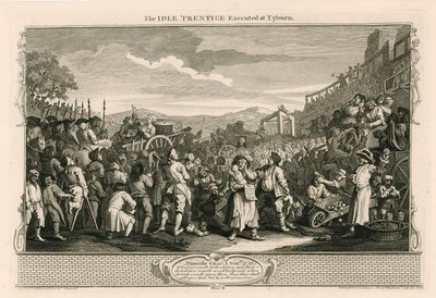 A tétlen tanonc kivégzése Tyburnben (metszet) alkotó: Wenceslaus (after) Hollar