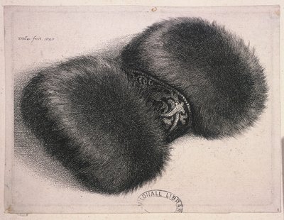 Egy nagy muff brokát szalaggal, 1647 alkotó: Wenceslaus Hollar