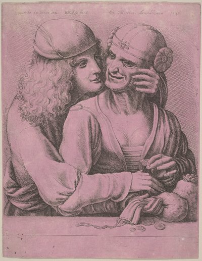 Fiatal férfi öregasszonyt simogató, 1646. alkotó: Wenceslaus Hollar