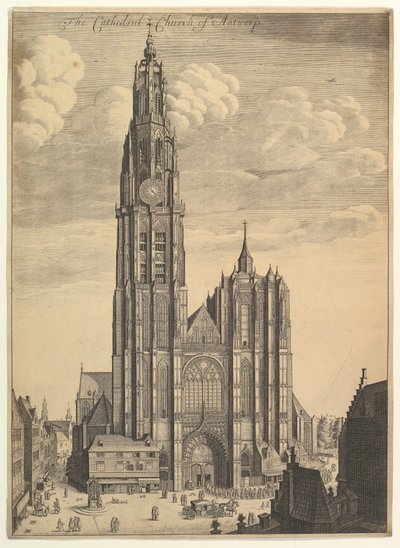 Antwerpeni katedrális prospektusa, Tvrris Ecclesiæ Cathedralis, 1649 alkotó: Wenceslaus Hollar