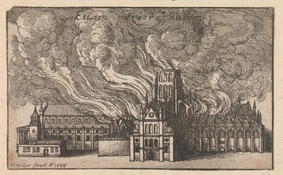 A régi Szent Pál-székesegyház égése a londoni nagy tűzvészben alkotó: Wenceslaus Hollar