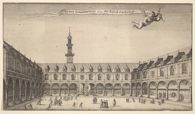A londoni Byrsa, közismert nevén a Royal Exchange, Royal Exchange, London, kb. 1647 alkotó: Wenceslaus Hollar