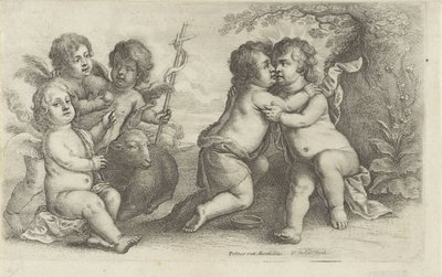 Krisztus, János és három kerub Paedopaegnion (sorozat címe) alkotó: Wenceslaus Hollar