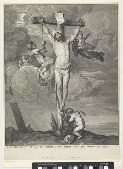Krisztus a kereszten angyalokkal alkotó: Wenceslaus Hollar