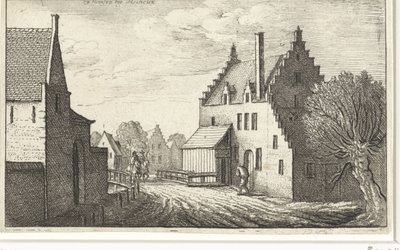 Falusi utca Hemsenben, Mechelen közelében Az európai városok látképe (sorozat címe) alkotó: Wenceslaus Hollar