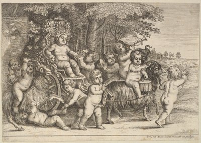 Tizenegy fiú és három kecske, 1625-77. alkotó: Wenceslaus Hollar