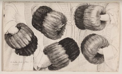 Egy kézmelegítő öt különböző módon ábrázolva alkotó: Wenceslaus Hollar