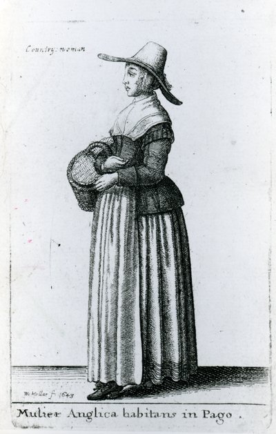 Angol vidéki nő, 1643 alkotó: Wenceslaus Hollar