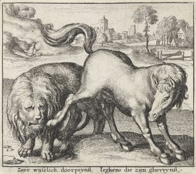 Mese az oroszlánról és a ménről Fables (sorozat címe) alkotó: Wenceslaus Hollar