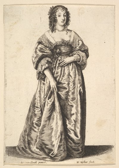 Álló hölgy alakja, 1625-77. alkotó: Wenceslaus Hollar