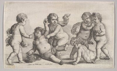 Öt fiú és egy szatír, 1625-77. alkotó: Wenceslaus Hollar