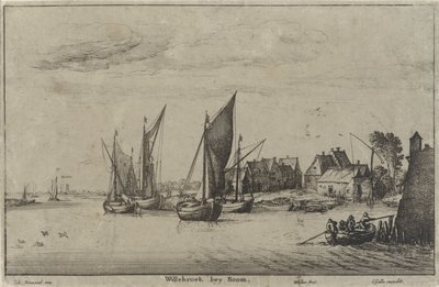 Kilátás Willebroekre, Mechelen közelében Willebroek bey Boom (cím az objektumon) Kilátás a folyóra és a tengerpartra (sorozat címe) alkotó: Wenceslaus Hollar