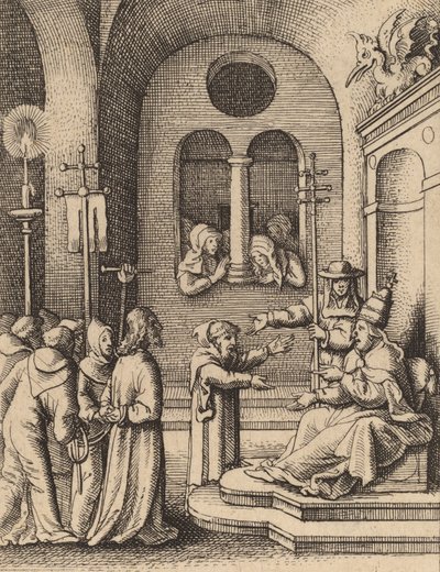 Jézus ismét Kajafás előtt. alkotó: Wenceslaus Hollar