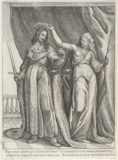 I. Károly angol királyt Justitia dicsérte alkotó: Wenceslaus Hollar