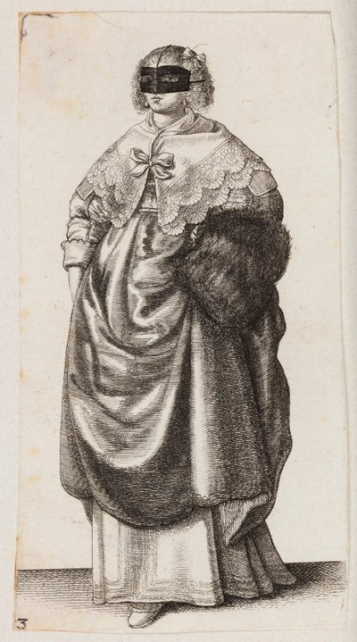 Nő maszkkal és kézmelegítővel alkotó: Wenceslaus Hollar