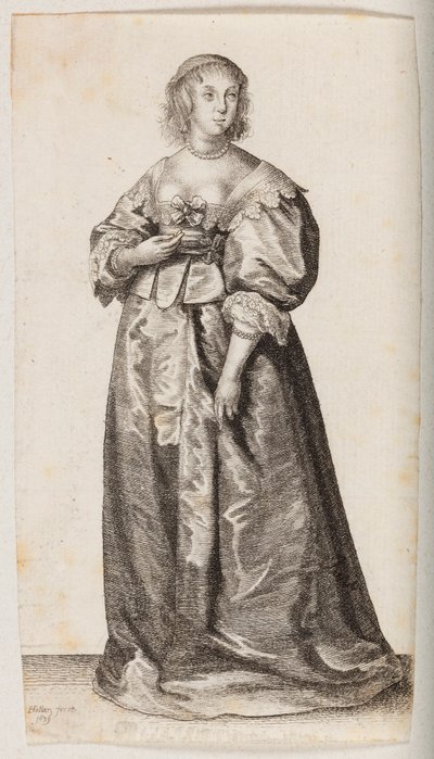 Nő gyöngy nyaklánccal és karkötővel alkotó: Wenceslaus Hollar