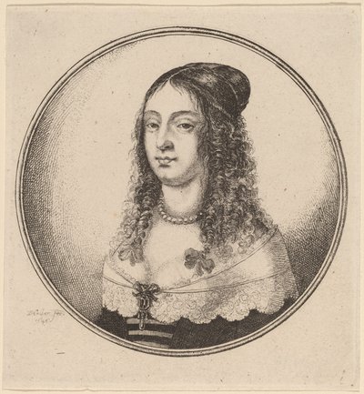 Hölgy szalagokkal a fürtökön alkotó: Wenceslaus Hollar