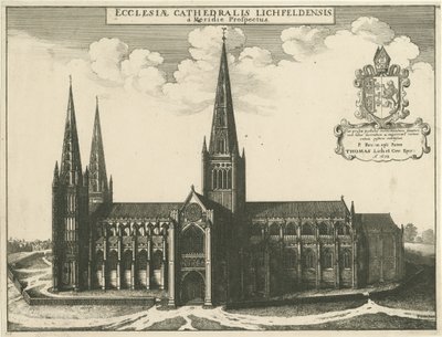 Lichfield katedrális – Déli nézet: metszet, 1672 alkotó: Wenceslaus Hollar