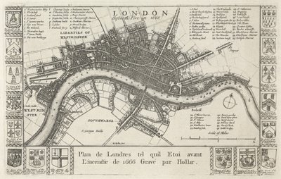 London, az 1666-os tűzvész előtt alkotó: Wenceslaus Hollar