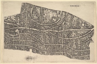 London a nagy tűzvész előtt, 1666-77. alkotó: Wenceslaus Hollar