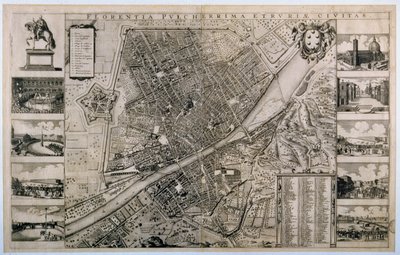 Firenze városának térképe alkotó: Wenceslaus Hollar