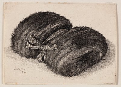 Sötét színű szőrme mandzsetta masnival alkotó: Wenceslaus Hollar