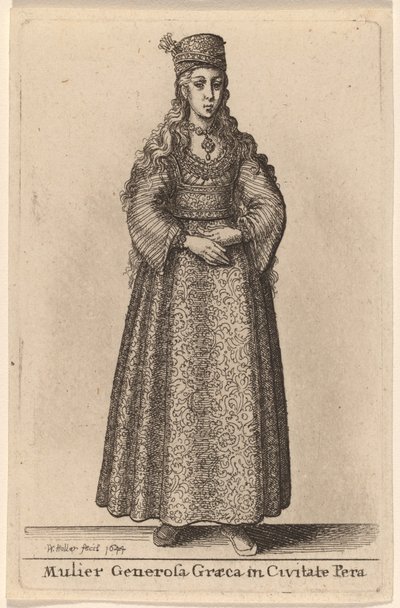 Egy nagylelkű görög nő Pera városában alkotó: Wenceslaus Hollar