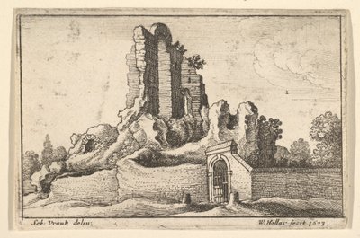 Romok és rácsos kapu a római Esquiline-dombon, 1673. alkotó: Wenceslaus Hollar