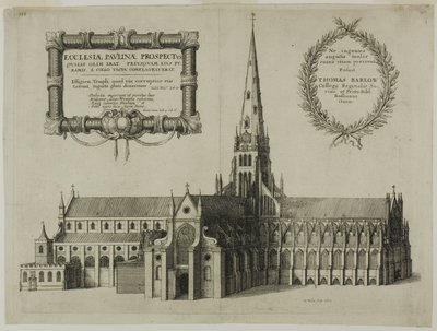 A Szent Pál templom délről a toronytoronnyal alkotó: Wenceslaus Hollar
