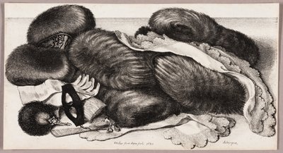 Csendélet egy csoport muffal, egy pár kesztyűvel és két kendővel alkotó: Wenceslaus Hollar